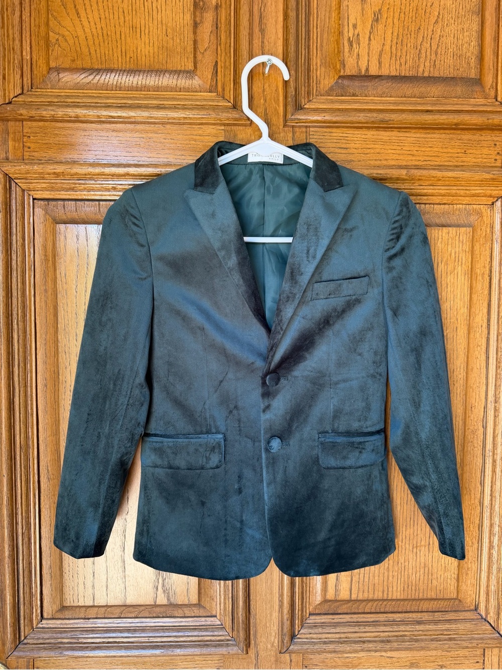 Boys Emerald Green Velvet Suit Jacket- Classic Two-Button Jacket